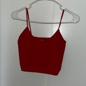 Red Spaghetti Strap Crop Top